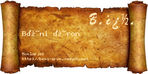 Béni Áron névjegykártya